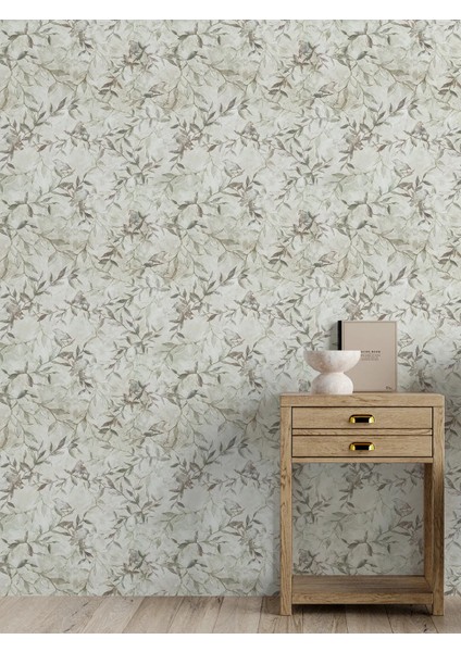 Vintage Zarif Çiçek ve Kuş Desenli Duvar Kağıdı modelleri