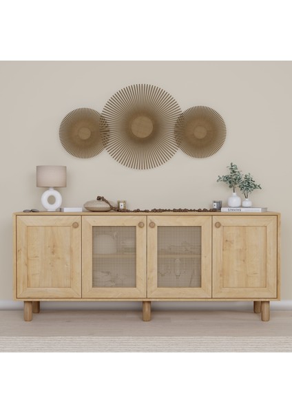 Bohem Serisi Natura 2 Kapak Pvc Hasır Desen Ceviz - Meşe Konsol