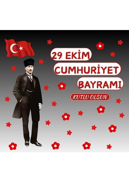 29 Ekim Cumhuriyet Bayramı Kutlu Olsun Okul Pano Süsü modelleri