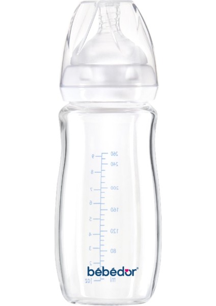 Isıya Dayanıklı Cam Biberon 240 ml Beyaz