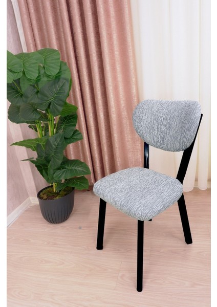 Bohem Jakarlı Sandalye Kılıfı Çubuk Desen 6 Adet