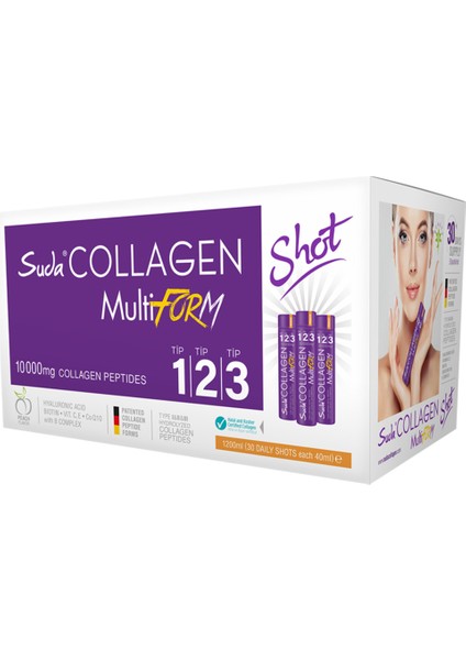 Collagen Multiform Şeftali Aromalı 40 ml 30 Shot - Dezenfektan Hediyeli (%72 Alkol)