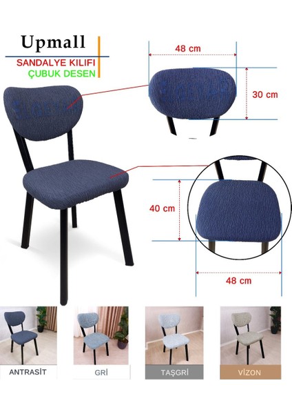 Bohem Jakarlı Sandalye Kılıfı Çubuk Desen 6 Adet modelleri