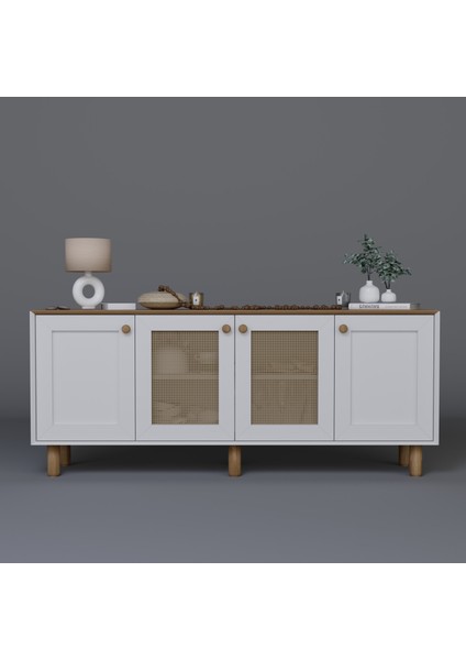 Bohem Serisi Natura 2 Kapak Pvc Hasır Desen Mat Beyaz - Açık Ceviz Konsol fırsatları