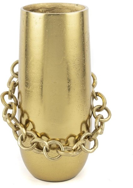 Gold Zincirli Metal Vazo 15X32CM