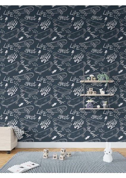Genç Odası Skateboard Desenli Duvar Kağıdı fiyatları