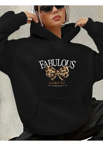 Fabulous Baskı Detaylı Içi Polarlı Kapüşonlu Sweatshirt