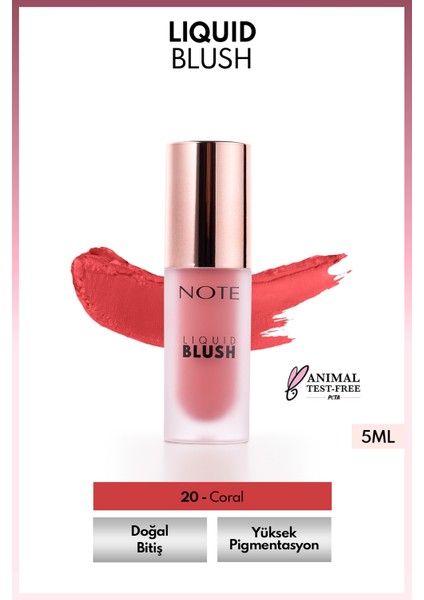 Liquid Blush Nemlendirici Etkili Likit Allık - 20 Coral