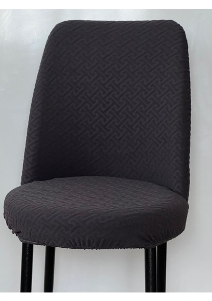 Jakarlı Kumaş Ilmek Desen Oval Sandalye Kılıfı. Lastikli, Yıkanabilir, Esnek Sandalye Örtüsü (6 Adet)