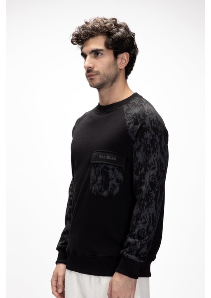 Deep Si̇yah Crewneck Erkek Baskılı Sweatshirt fiyatları