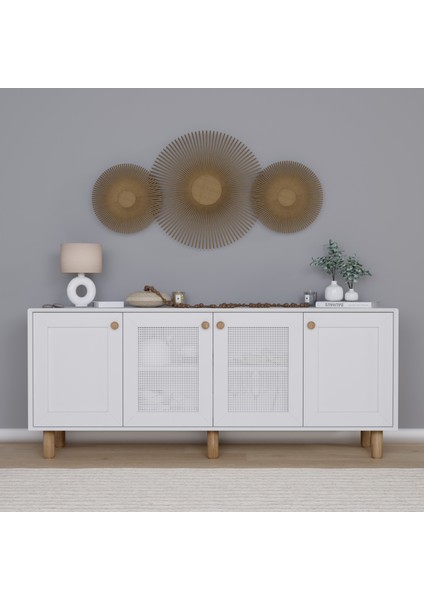 Bohem Serisi Natura 2 Kapak Pvc Hasır Desen Mat Beyaz Konsol
