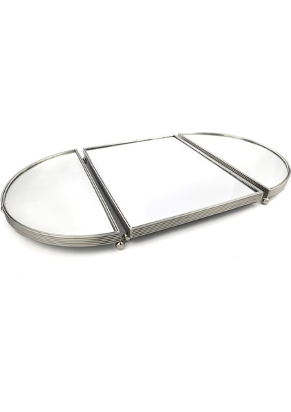 Gümüş Oval Aynalı Metal Tepsi 79X45CM fiyatları