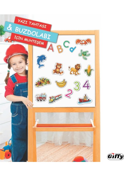 Oyuncak Manyetik Mıknatıslı 30 Parça Hayvanlar ve 26 Parça Sebze Meyveler Eğitici Set Magnet Buzdolabı ve Metal Yüzeylerde Kullanılabilir Hayvanları ve Sebzeleri Meyveleri Öğren Giffy