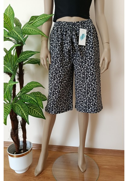 Kadın Çiçek Baskılı Yumuşacık Pamuklu Bermuda Alt indirimleri