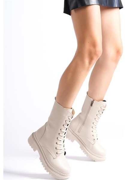 Kadın Krem Bagcıklı Fermuarlı Kalın Taban Günlük Postal 2302 fiyatları