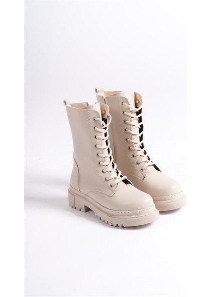 Kadın Krem Bagcıklı Fermuarlı Kalın Taban Günlük Postal 2302 fırsatları