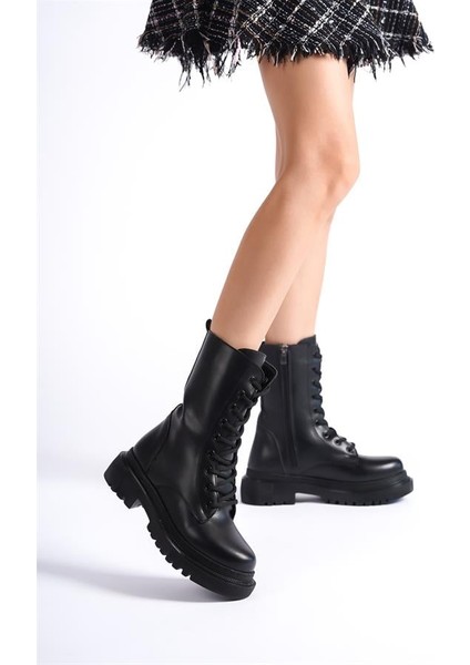 Kadın Renbo Siyah Bagcıklı Fermuarlı Kalın Taban Günlük Postal 2302 fiyatları