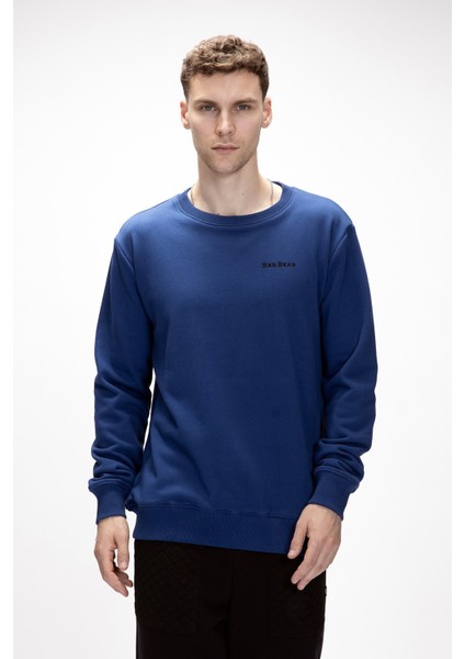 Inner Baskılı Parlament Mavisi Crewneck Erkek Sweatshirt indirimleri
