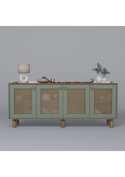 Bohem Serisi Natura Pvc Hasır Desen Kül Yeşili Konsol indirimleri