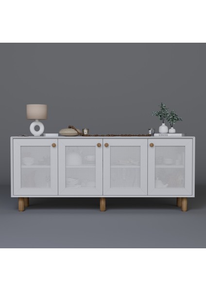 Bohem Serisi Natura Pvc Hasır Desen Mat Beyaz Konsol fırsatları