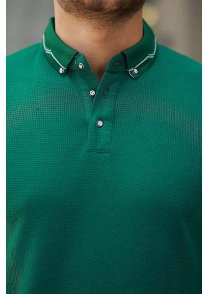 Erkek Düğmeli Yaka Waffle Kumaş Kısa Kollu Tişört modelleri