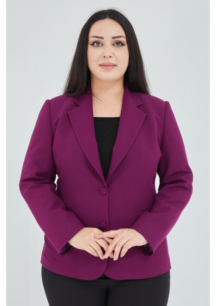 Atelier Kadın Büyük Beden Düğmeli Klasik Ceket