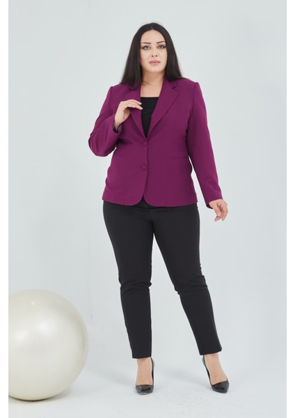 Atelier Kadın Büyük Beden Düğmeli Klasik Ceket