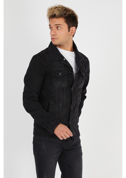 Erkek Mevsimlik Jeans Basic Bol Siyah Kot Ceket indirimleri