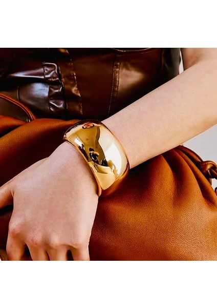 Altın Renk Bombeli Çelik Kelepçe Bilezik modelleri