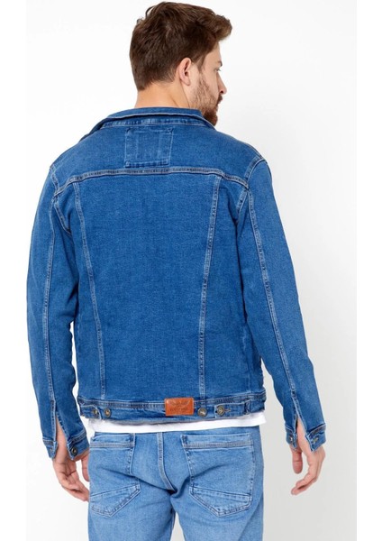 Erkek Mevsimlik Jeans Basic Bol Mavi Kot Ceket modelleri