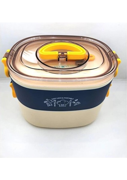 life 2 Katlı Yemek Taşıma Kabı Lacivert-Krem BL50251