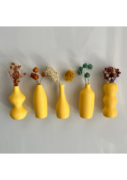 Miniflora - 5'li Magnetli Mini Vazo -Sarı