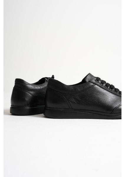 Daren Erkek Siyah Hakiki Deri Bağcıklı Comfort Günlük Ayakkabı indirimleri