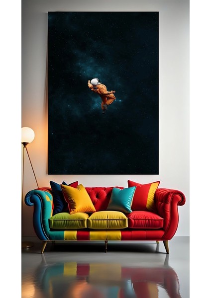 Süzülen Astronot V1 Ev Duvar Salon Güzellik Salonu Ofis Dükkan Dekarasyon Kanvas Tablo
