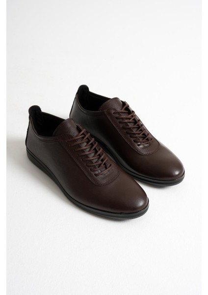 Rovan Erkek Kahverengi Hakiki Deri Bağcıklı Comfort Günlük Ayakkabı