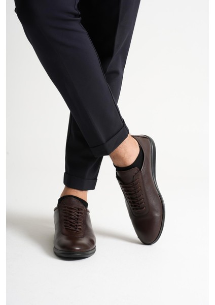 Rovan Erkek Kahverengi Hakiki Deri Bağcıklı Comfort Günlük Ayakkabı indirimleri