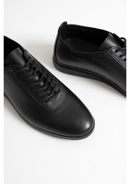 Rovan Erkek Siyah Hakiki Deri Bağcıklı Comfort Günlük Ayakkabı indirimleri