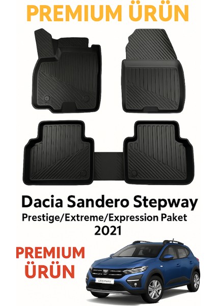 Dacia Sandero Stepway 2021+ Araca Özel Bardaklıklı 3D Havuzlu Paspas fiyatları