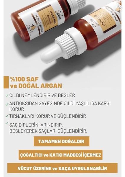 Saf ve Doğal Argan Yağı 20 ml – Unisex, Soğuk Sıkım, Kokusuz, Hızlı Emilim ve Onarıcı Cilt Saç Bakımı