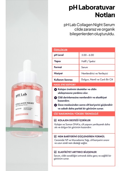 Phlab Collagen Night Serum, Kolajen Serum, Porselen Cam Cilt Serumu