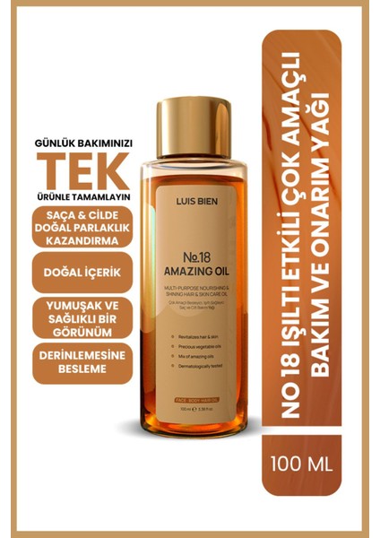 No:18 Işıltı Etkili Cok Amaçlı Bakım ve Onarım Yağı 100 ml