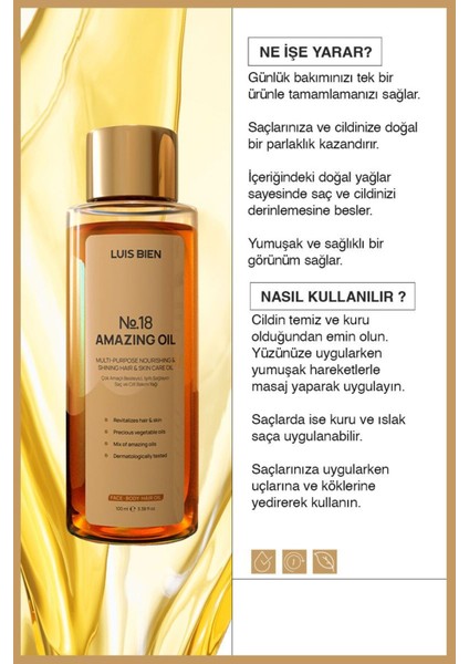 No:18 Işıltı Etkili Cok Amaçlı Bakım ve Onarım Yağı 100 ml