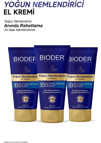 Yoğun Nemlendirici El Kremi 50 ml – Vitamin B5 ve Hyalüronik Asitli, 24 Saat Etkili Alkolsüz Bakım