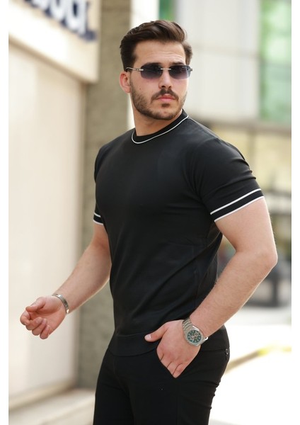 Erkek Bisiklet Yaka Ribanalı Kısa Kollu Tshirt modelleri