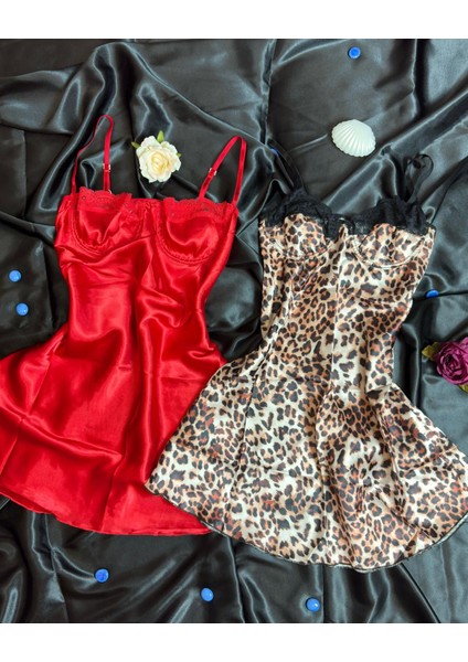 Kırmızı Saten Gecelik