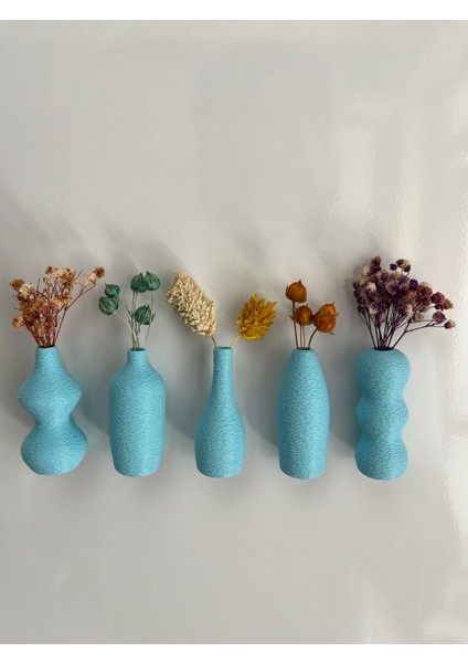 Miniflora - 5'li Magnetli Mini Vazo -Açık Mavi