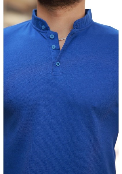 Erkek Hakim Yaka Dokuma Pamuklu Kumaş Kısa Kollu T-Shirt modelleri