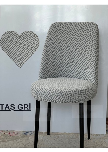Tuğla Desen Oval Sandalye Kılıfı Likralı Esnek Yıkanabilir Lastikli Sandalye Örtüsü (6 Adet )