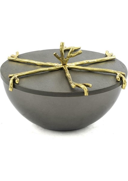 Branch Kapaklı Gold Gri Kase 17X10CM