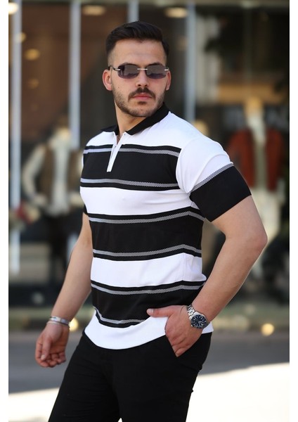 Erkek Yakalı Fermuarlı Çift Renk Kısa Kollu T-Shirt fiyatları